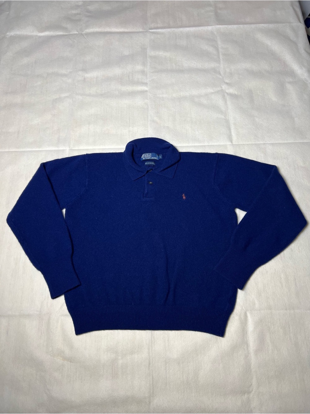 Polo Ralph Lauren Lambswool Sweater Mens Blue Polo Shirt